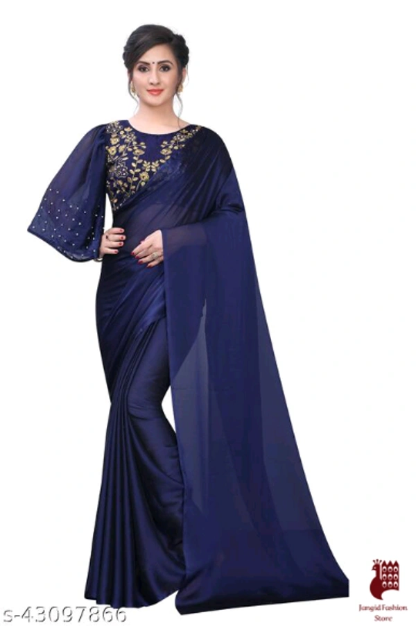 WOMAN SILK Sarees Charvi Fashionable Sarees - Self-Design, 1, DARK BLUE, FREE SIZE